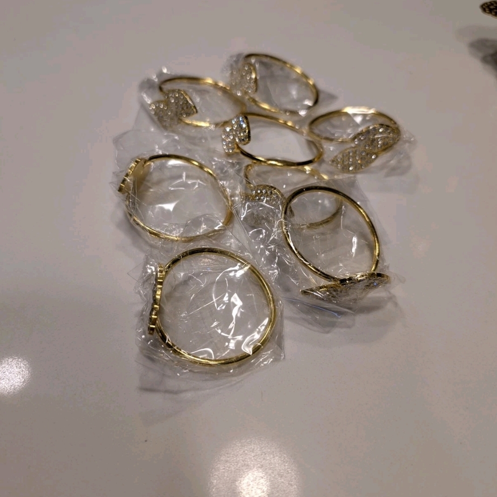 New Crystal Gold Leaf Napkin Holder Set of 10 - Picture 6 of 8
